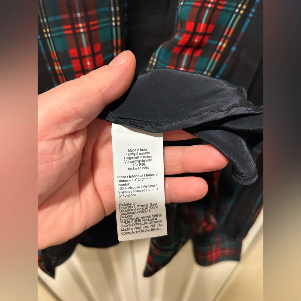 J.Crew Ruffleneck Top in Stewart Tartan Chiffon , XL - Picture 8 of 9